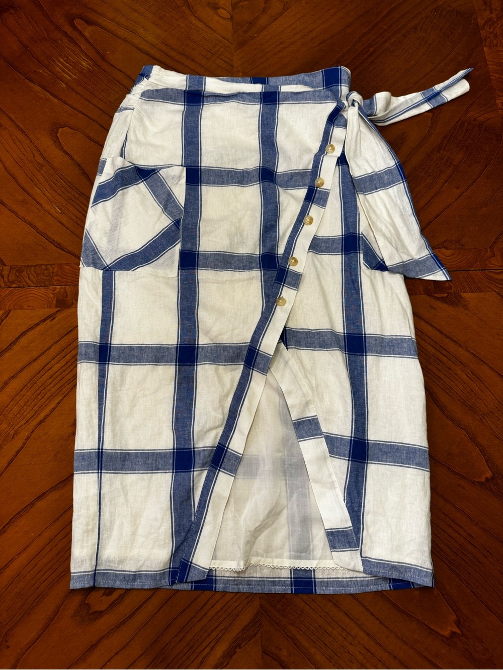 NWT Maeve Blue Plaid Wrap Skirt NWT 8P